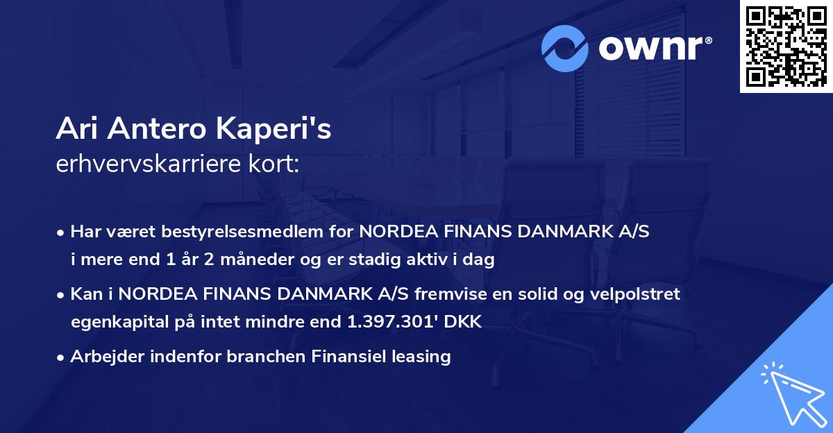 Ari Antero Kaperi's erhvervskarriere kort