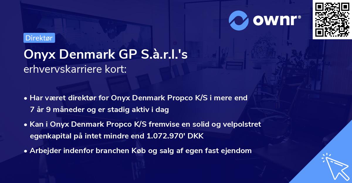 Onyx Denmark GP S.à.r.l.'s erhvervskarriere kort