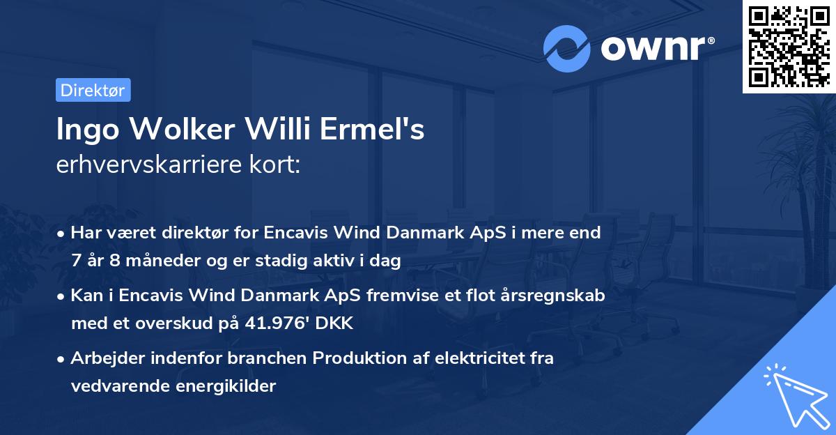 Ingo Wolker Willi Ermel's erhvervskarriere kort