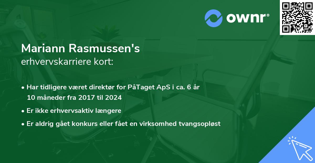 Mariann Rasmussen's erhvervskarriere kort