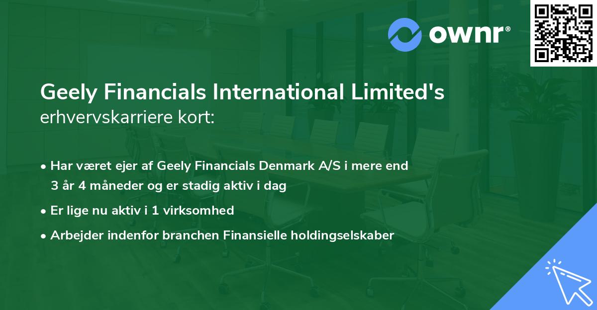 Geely Financials International Limited's erhvervskarriere kort