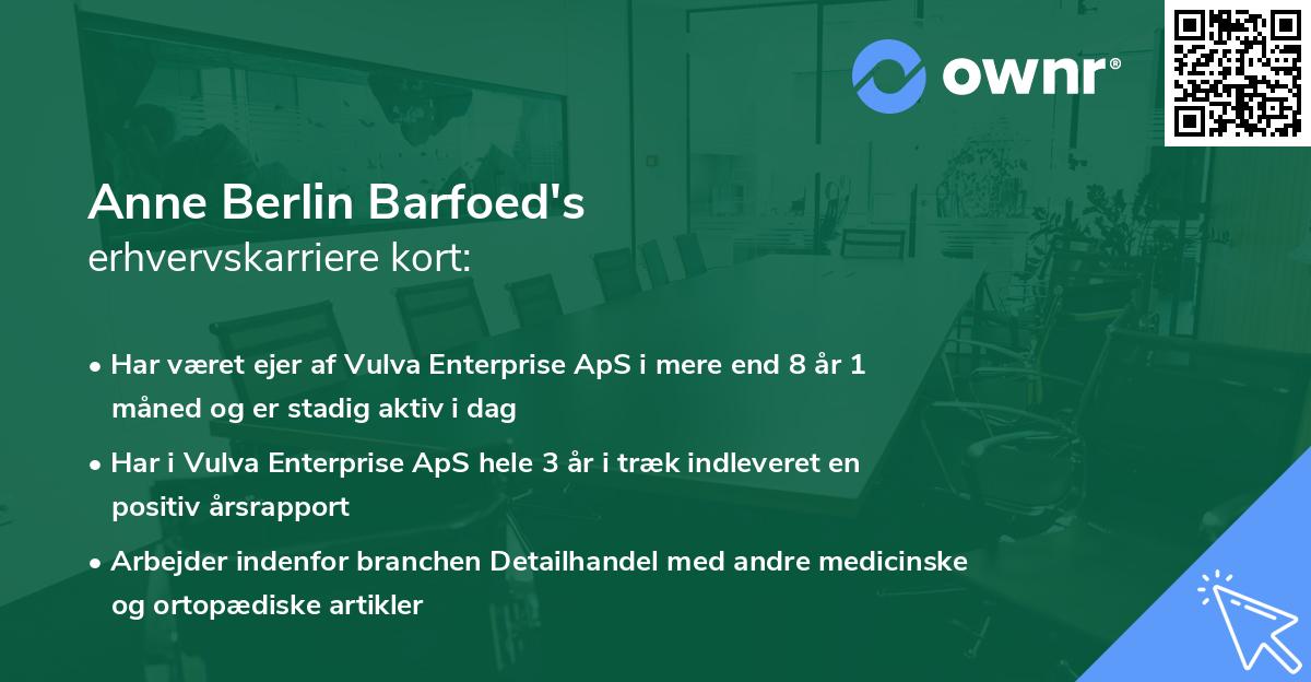 Anne Berlin Barfoed's erhvervskarriere kort