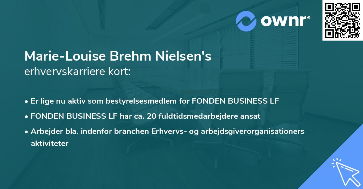 Marie-Louise Brehm Nielsen's erhvervskarriere kort