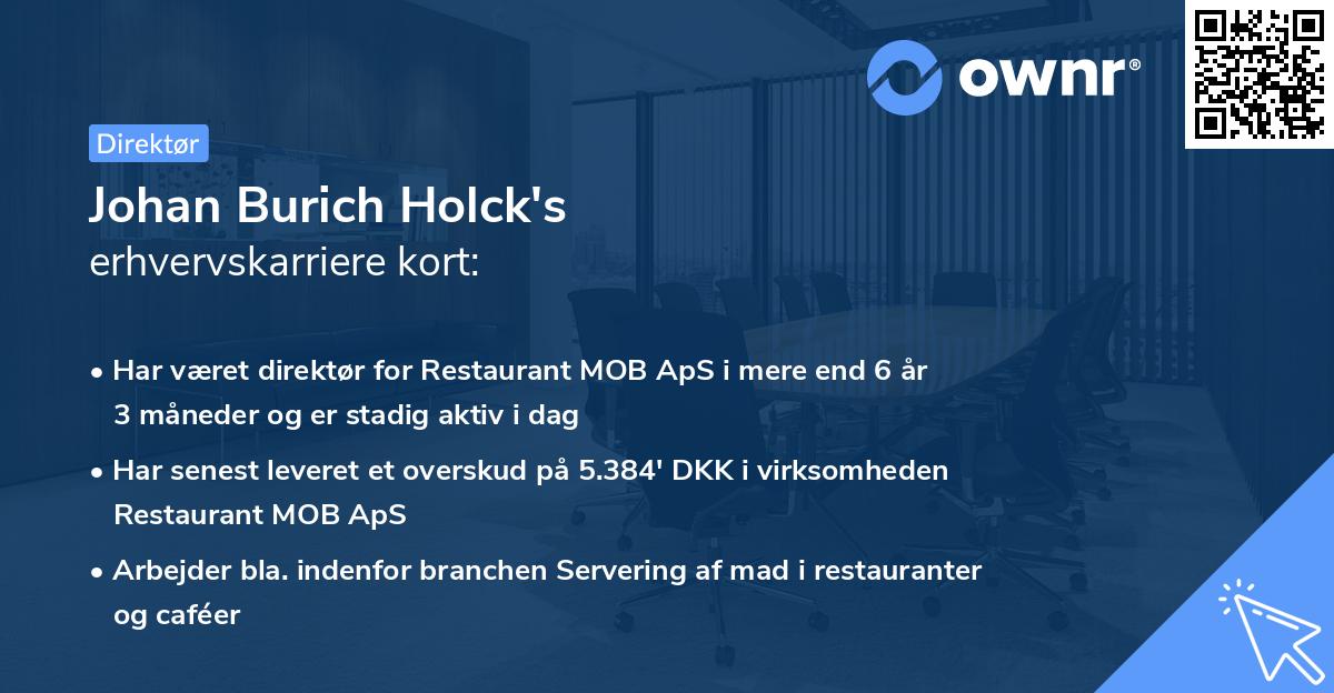 Johan Burich Holck's erhvervskarriere kort