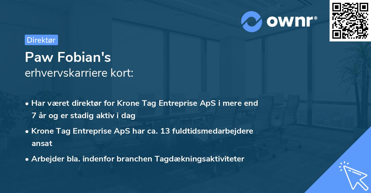 Paw Fobian's erhvervskarriere kort