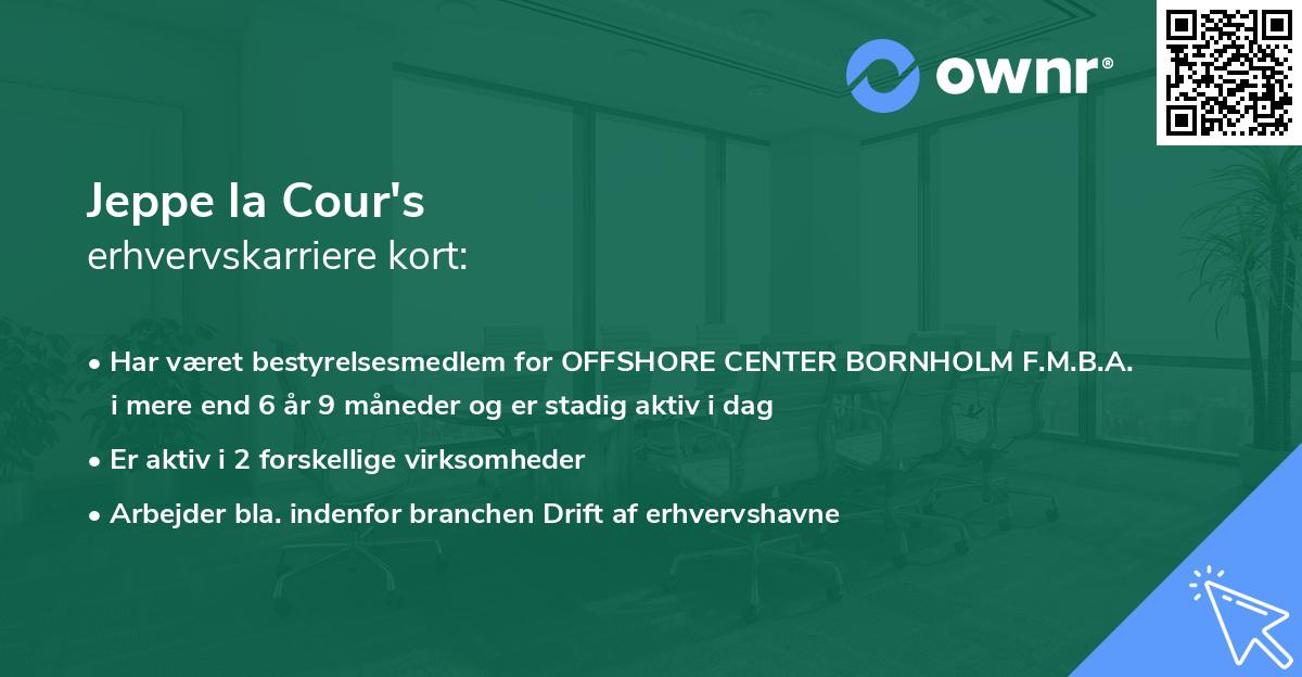 Jeppe la Cour's erhvervskarriere kort