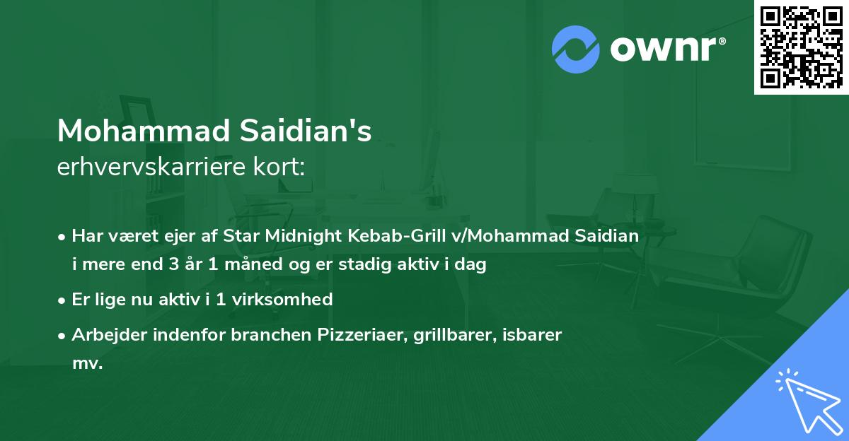 Mohammad Saidian's erhvervskarriere kort