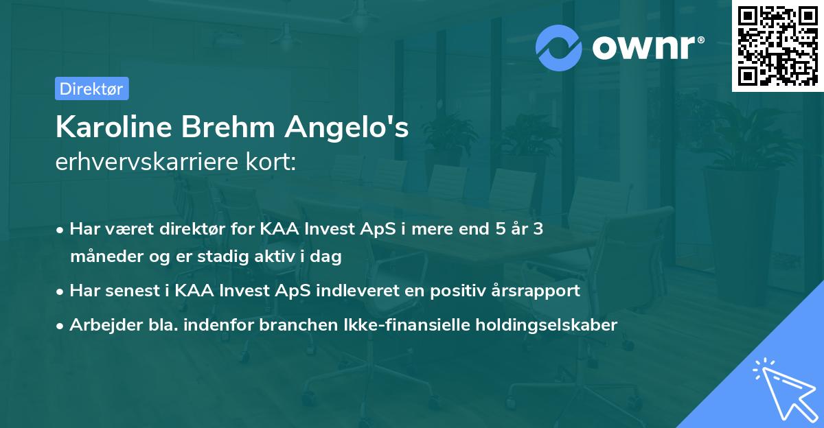 Karoline Brehm Angelo's erhvervskarriere kort