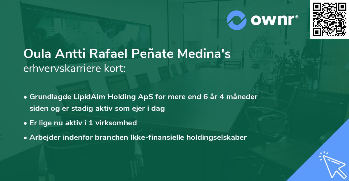 Oula Antti Rafael Peñate Medina's erhvervskarriere kort