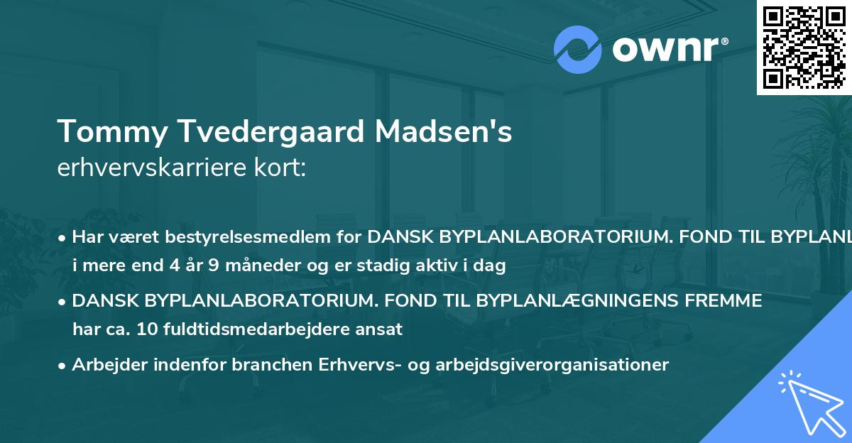 Tommy Tvedergaard Madsen's erhvervskarriere kort