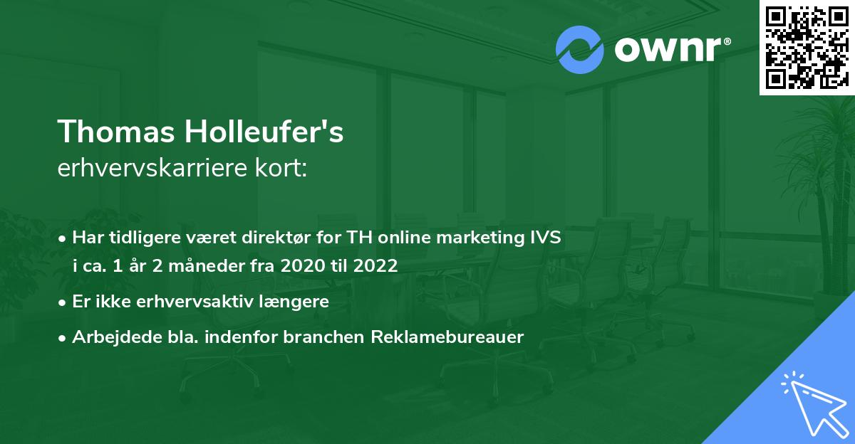 Thomas Holleufer's erhvervskarriere kort