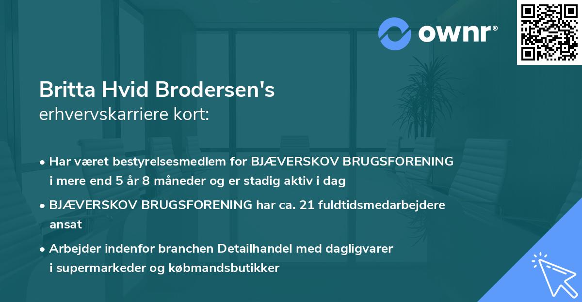 Britta Hvid Brodersen's erhvervskarriere kort