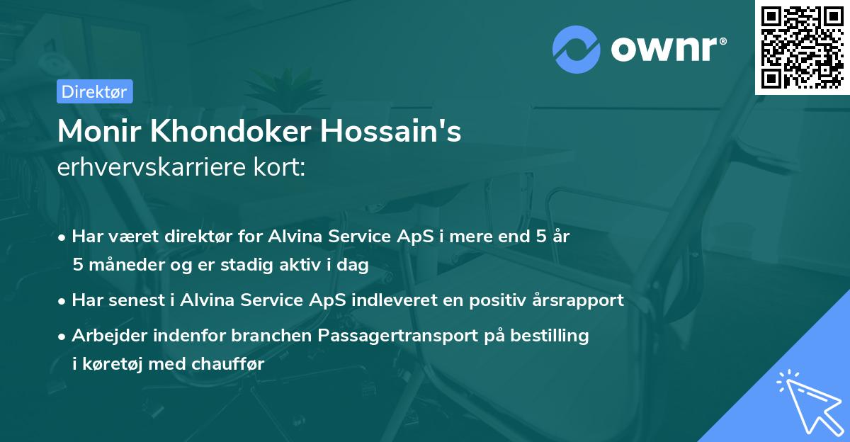 Monir Khondoker Hossain's erhvervskarriere kort