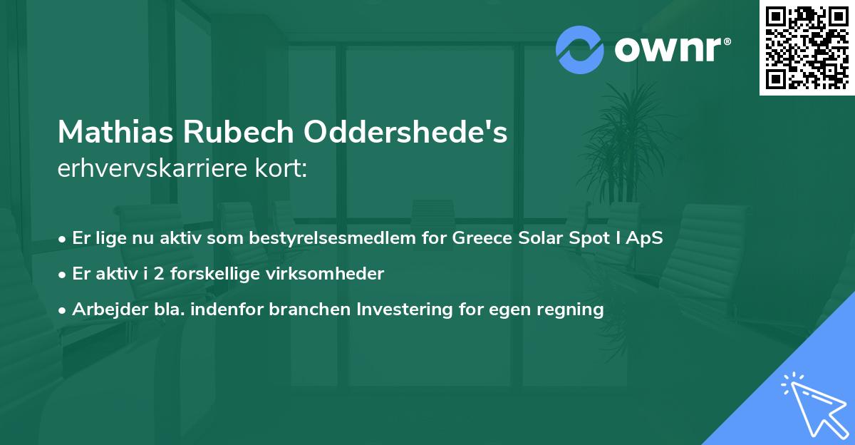 Mathias Rubech Oddershede's erhvervskarriere kort