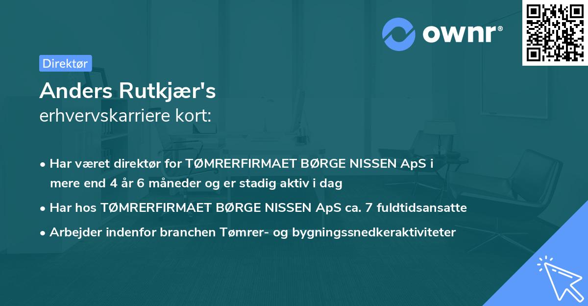 Anders Rutkjær's erhvervskarriere kort