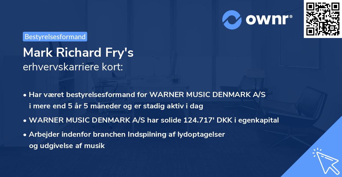Mark Richard Fry's erhvervskarriere kort