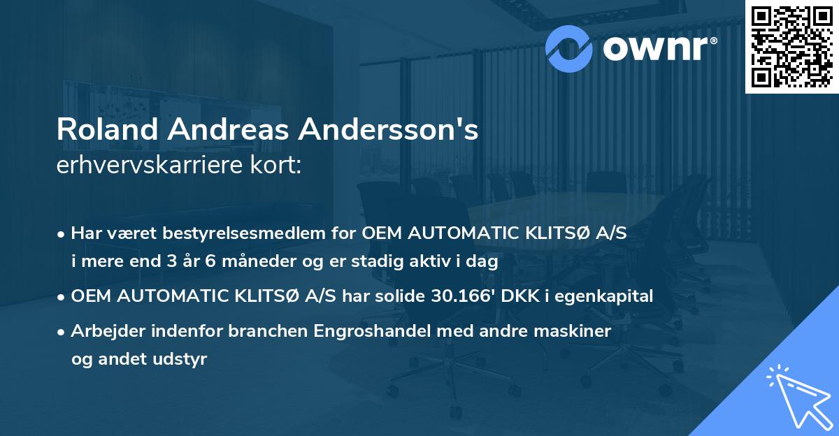 Roland Andreas Andersson's erhvervskarriere kort