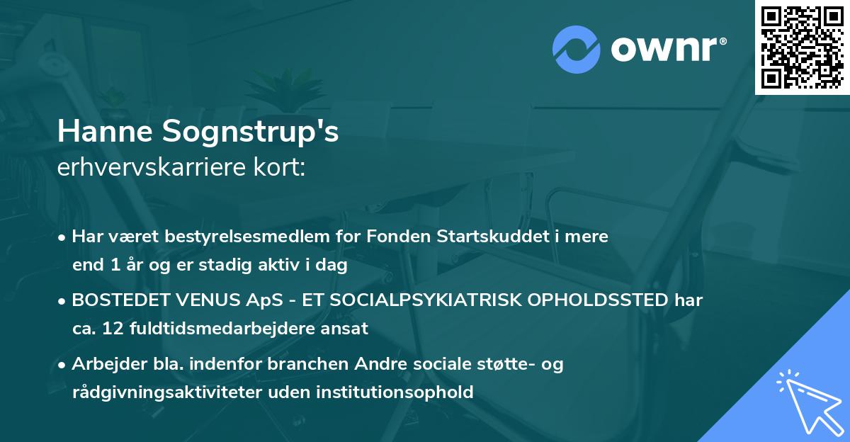 Hanne Sognstrup's erhvervskarriere kort