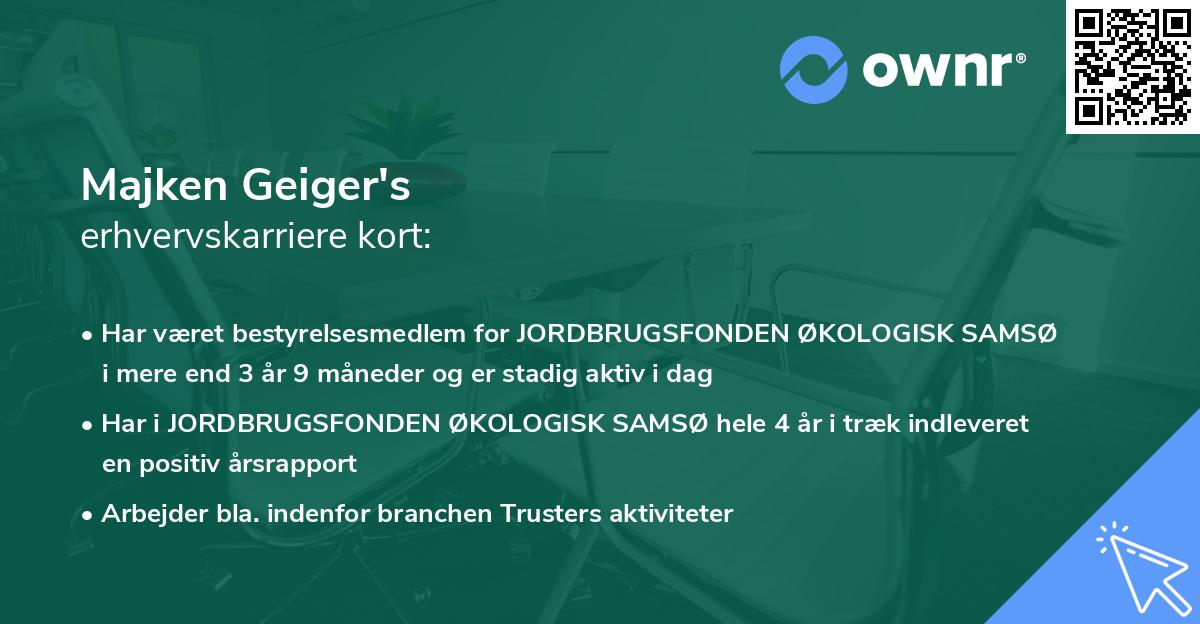 Majken Geiger's erhvervskarriere kort