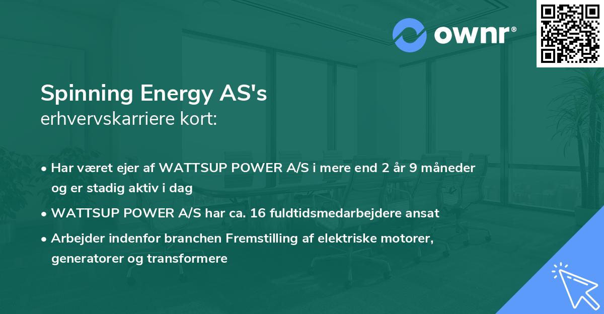 Spinning Energy AS's erhvervskarriere kort