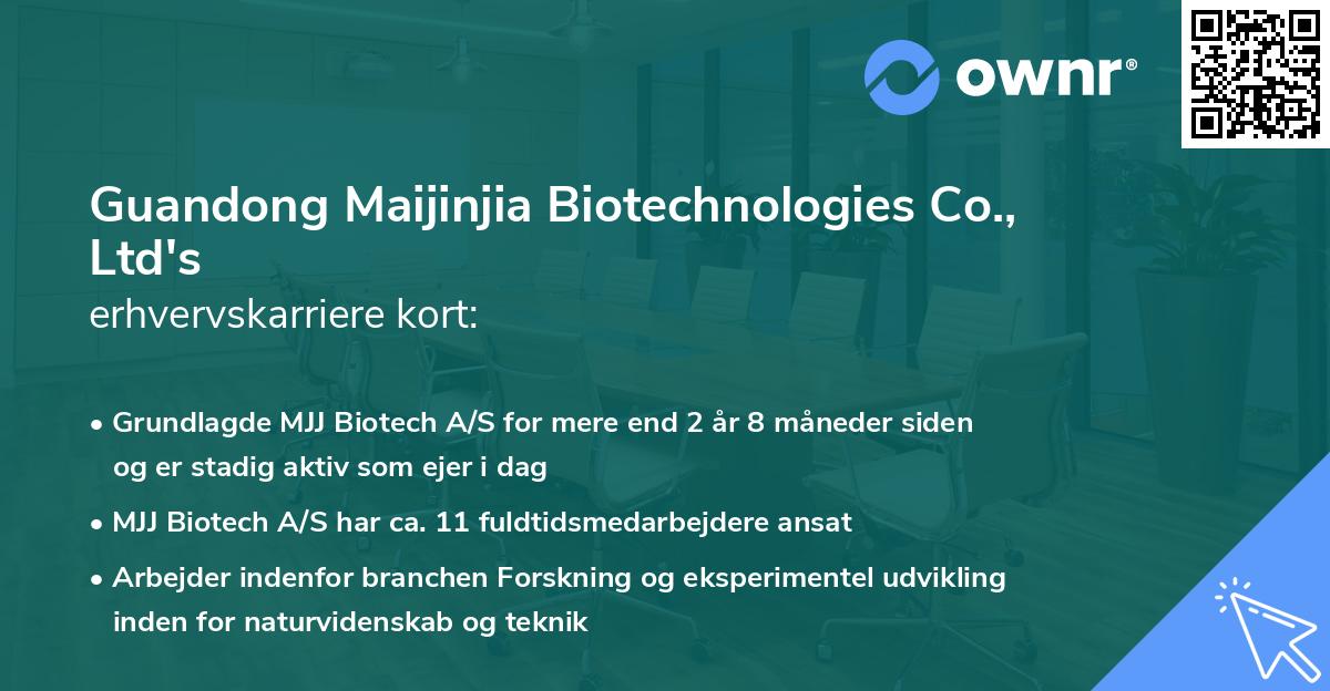 Guandong Maijinjia Biotechnologies Co., Ltd's erhvervskarriere kort