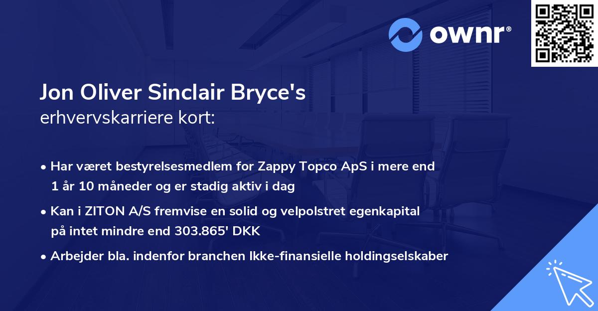 Jon Oliver Sinclair Bryce's erhvervskarriere kort