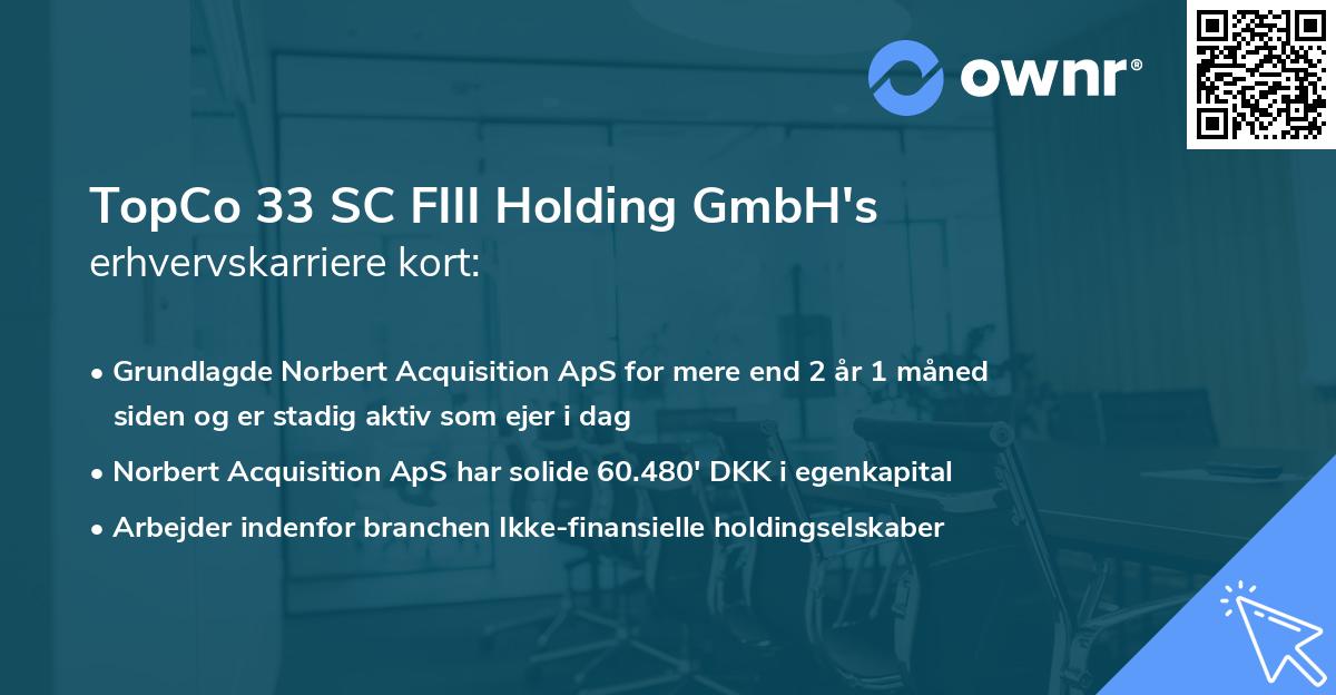 TopCo 33 SC FIII Holding GmbH's erhvervskarriere kort