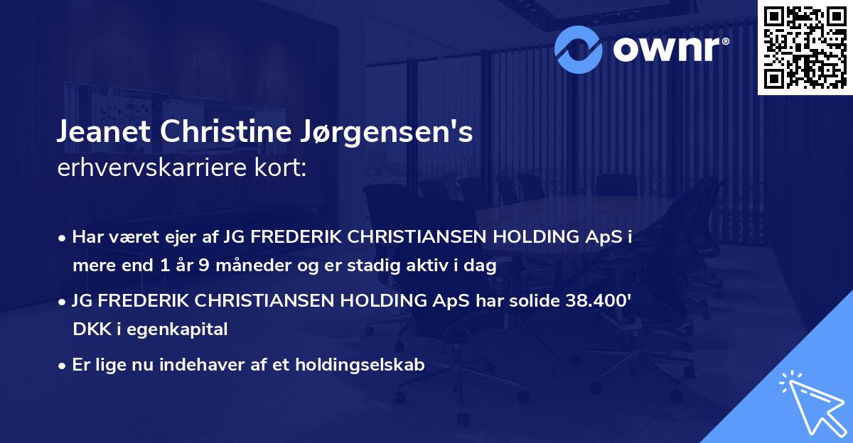 Jeanet Christine Jørgensen's erhvervskarriere kort