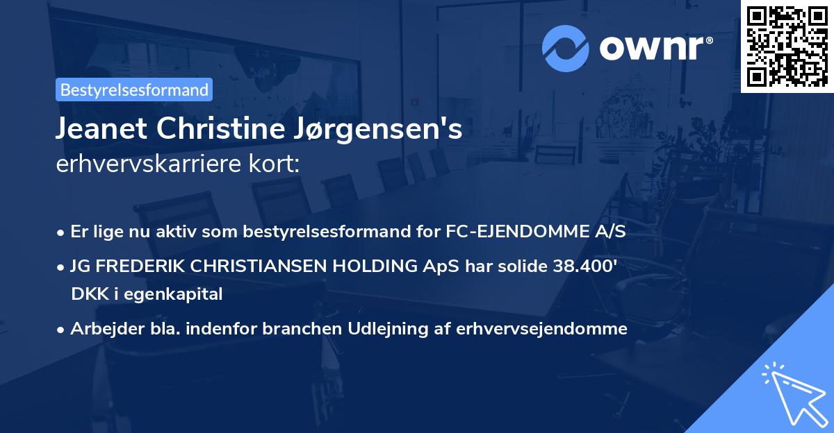 Jeanet Christine Jørgensen's erhvervskarriere kort