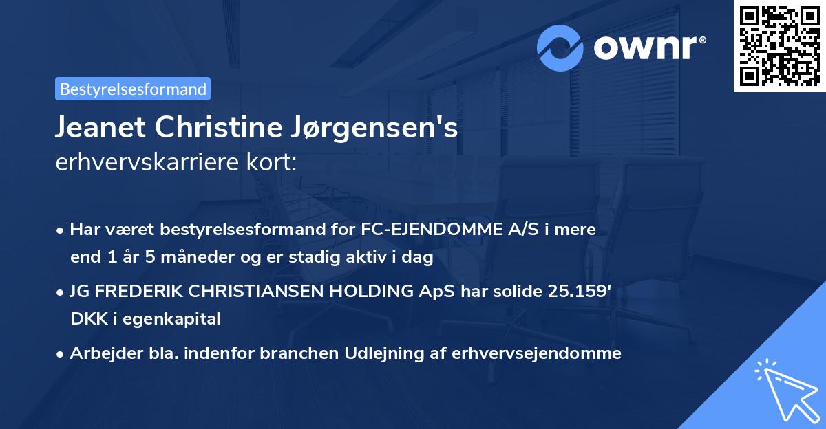Jeanet Christine Jørgensen's erhvervskarriere kort