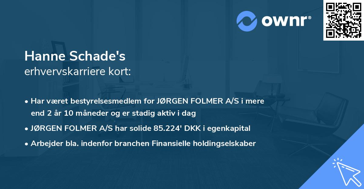 Hanne Schade's erhvervskarriere kort
