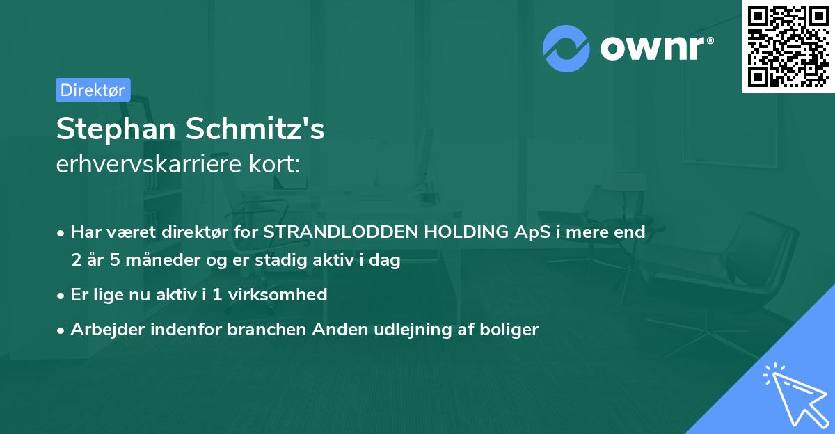 Stephan Schmitz's erhvervskarriere kort