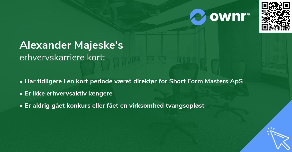 Alexander Majeske's erhvervskarriere kort