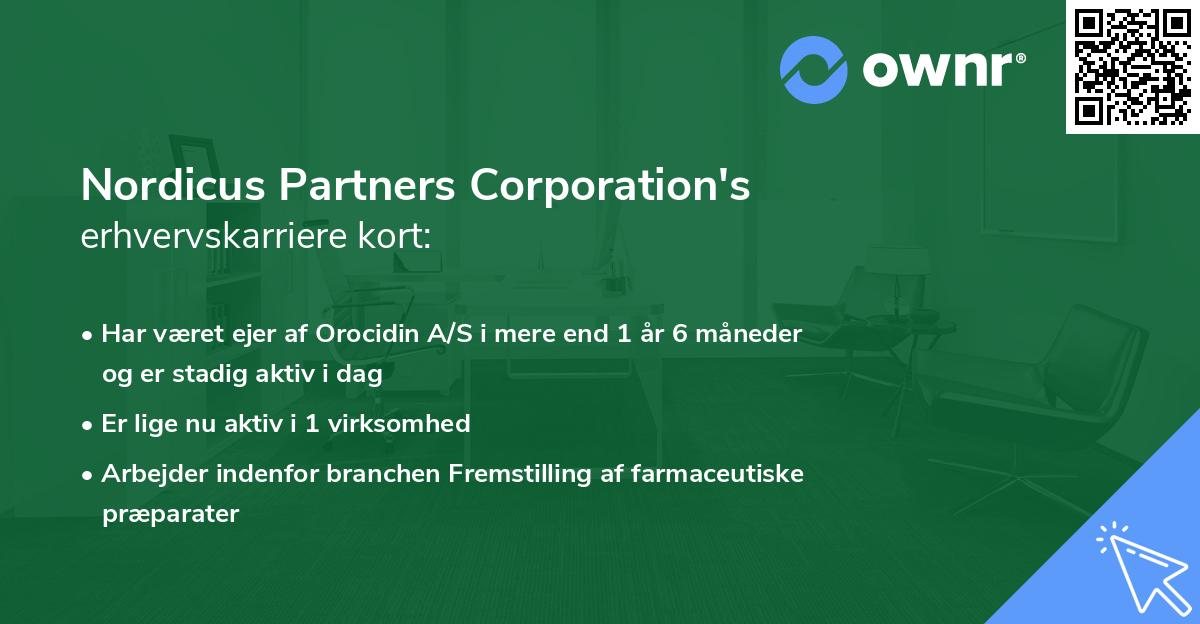 Nordicus Partners Corporation's erhvervskarriere kort