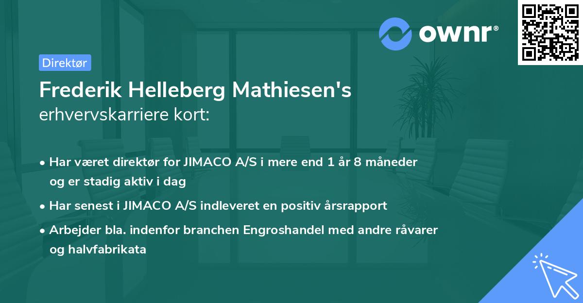 Frederik Helleberg Mathiesen's erhvervskarriere kort