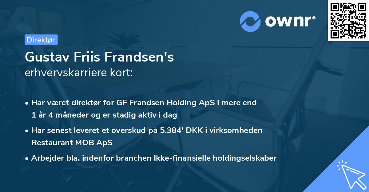 Gustav Friis Frandsen's erhvervskarriere kort