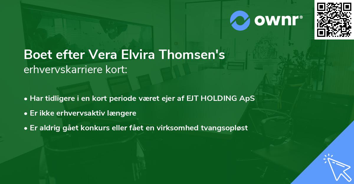 Boet efter Vera Elvira Thomsen's erhvervskarriere kort