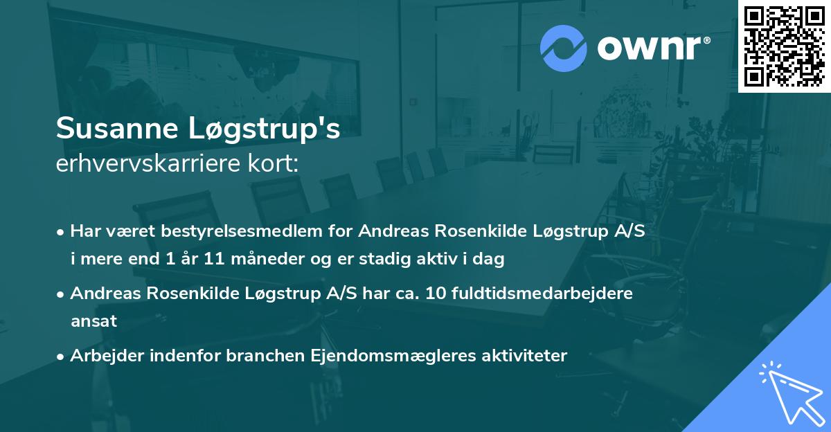 Susanne Løgstrup's erhvervskarriere kort