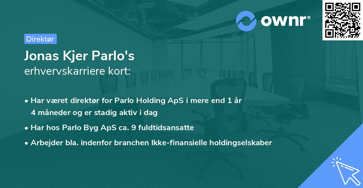 Jonas Kjer Parlo's erhvervskarriere kort