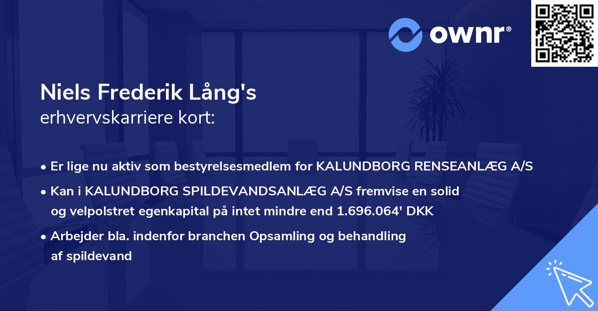 Niels Frederik Lång's erhvervskarriere kort