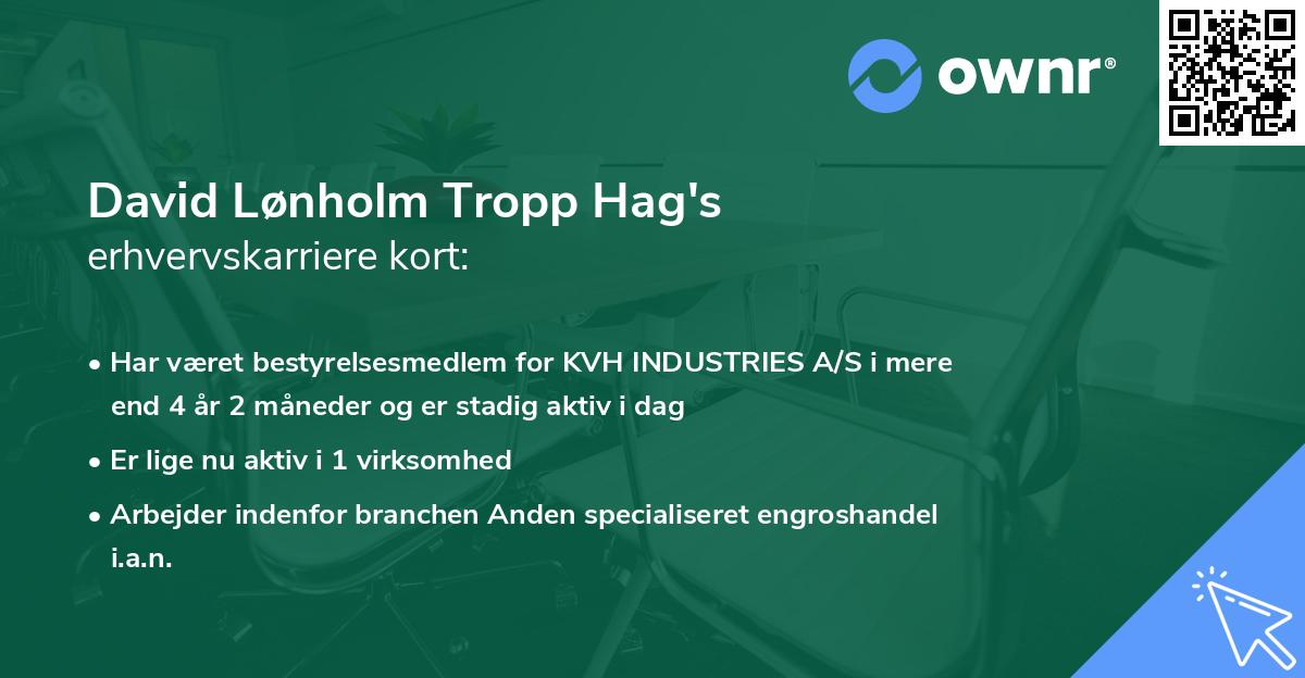 David Lønholm Tropp Hag's erhvervskarriere kort