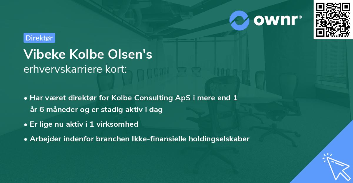 Vibeke Kolbe Olsen's erhvervskarriere kort