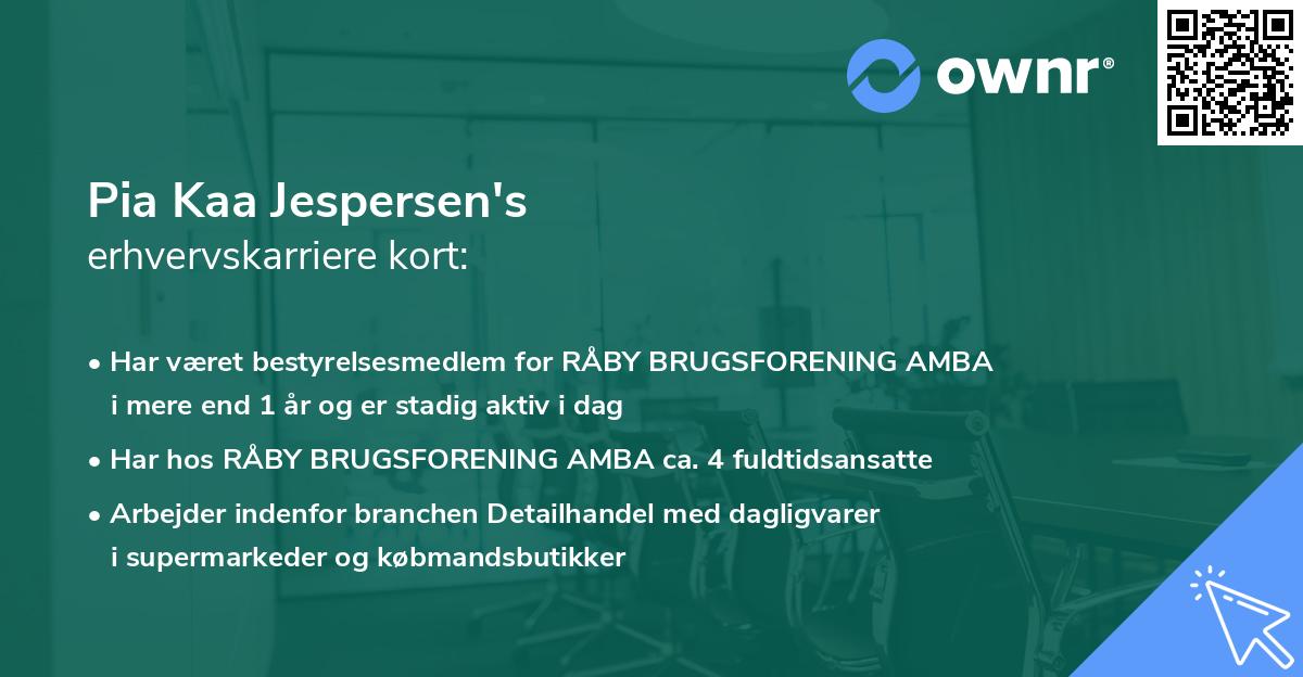 Pia Kaa Jespersen's erhvervskarriere kort
