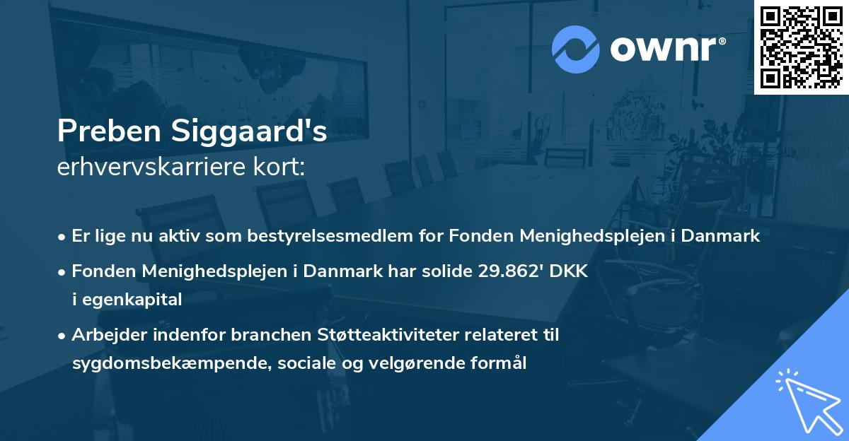 Preben Siggaard's erhvervskarriere kort