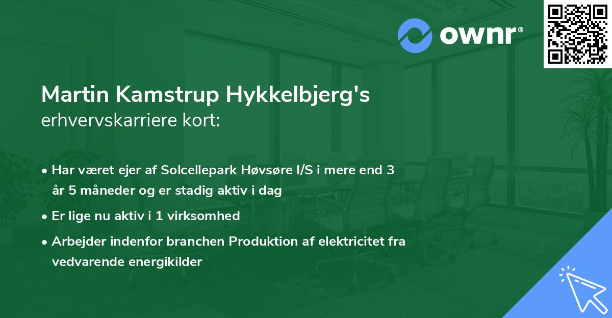 Martin Kamstrup Hykkelbjerg's erhvervskarriere kort