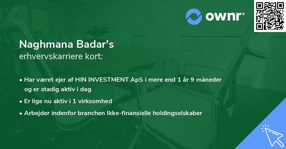 Naghmana Badar's erhvervskarriere kort