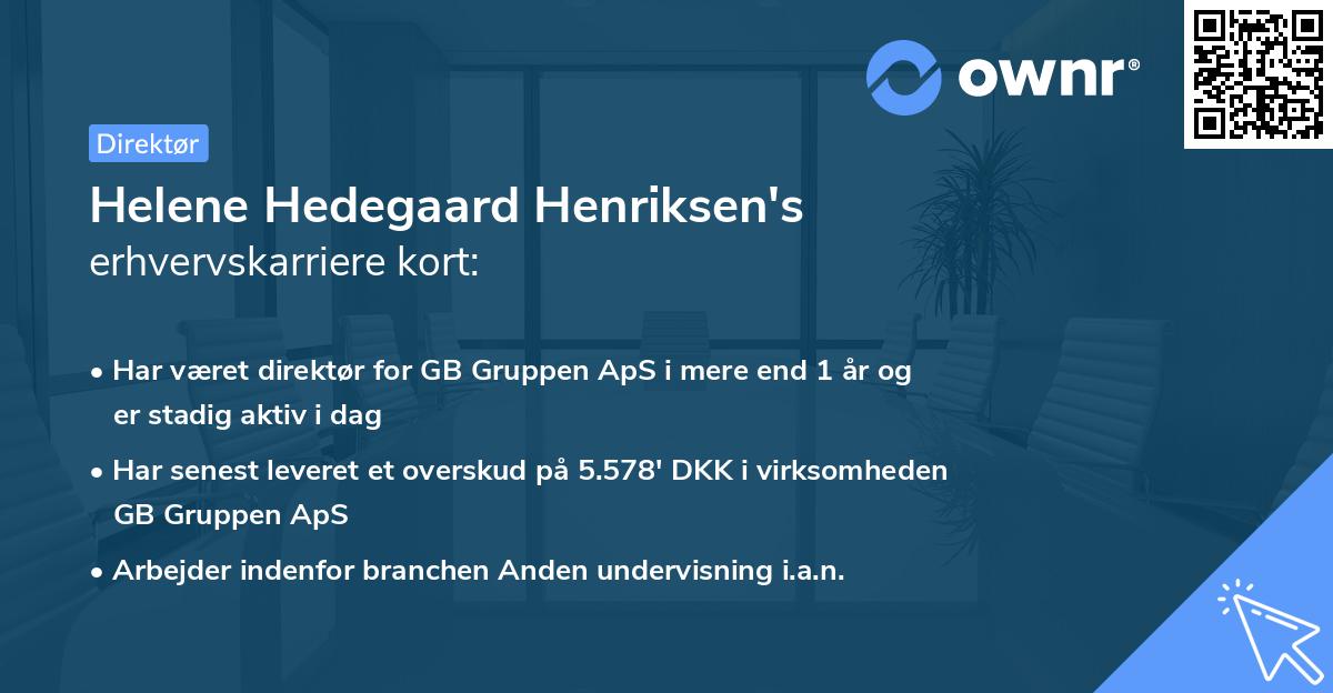 Helene Hedegaard Henriksen's erhvervskarriere kort