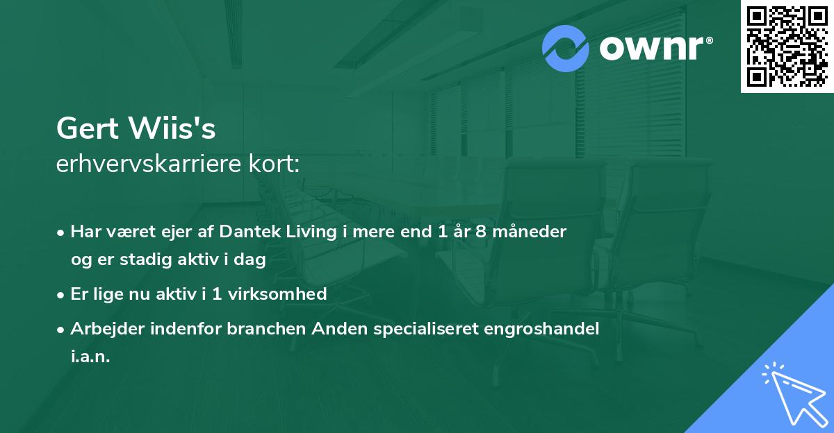 Gert Wiis's erhvervskarriere kort