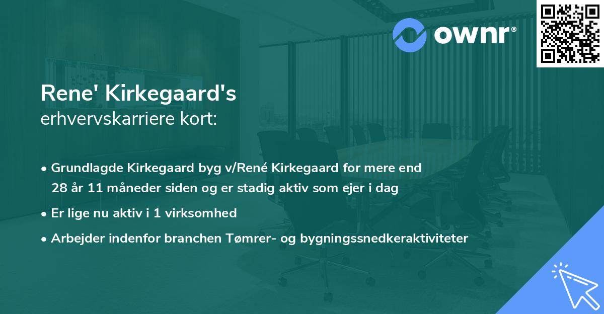 Rene' Kirkegaard's erhvervskarriere kort