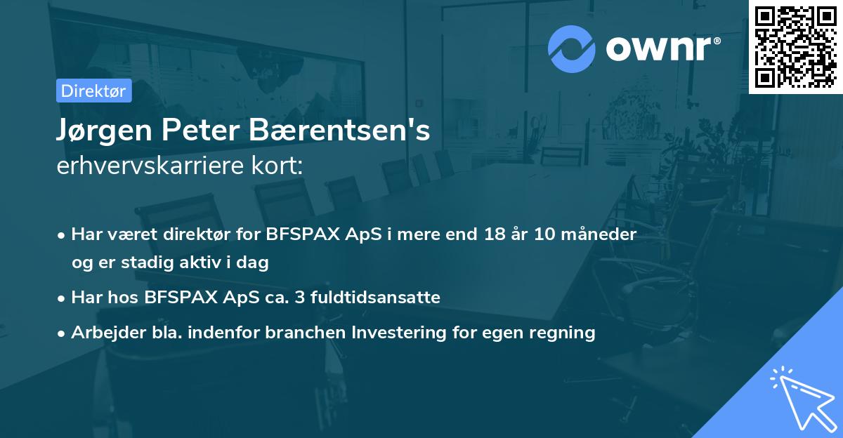 Jørgen Peter Bærentsen's erhvervskarriere kort